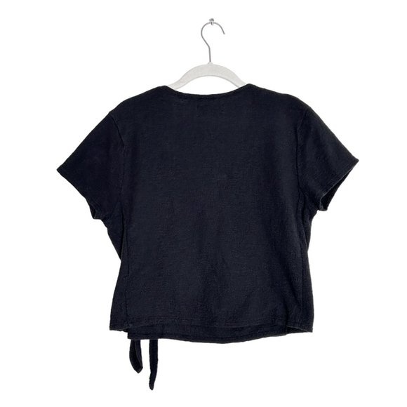 Madewell Texture & Thread Wrap-Tie Short Sleeve Top in Black - Size M - Picture 3 of 5